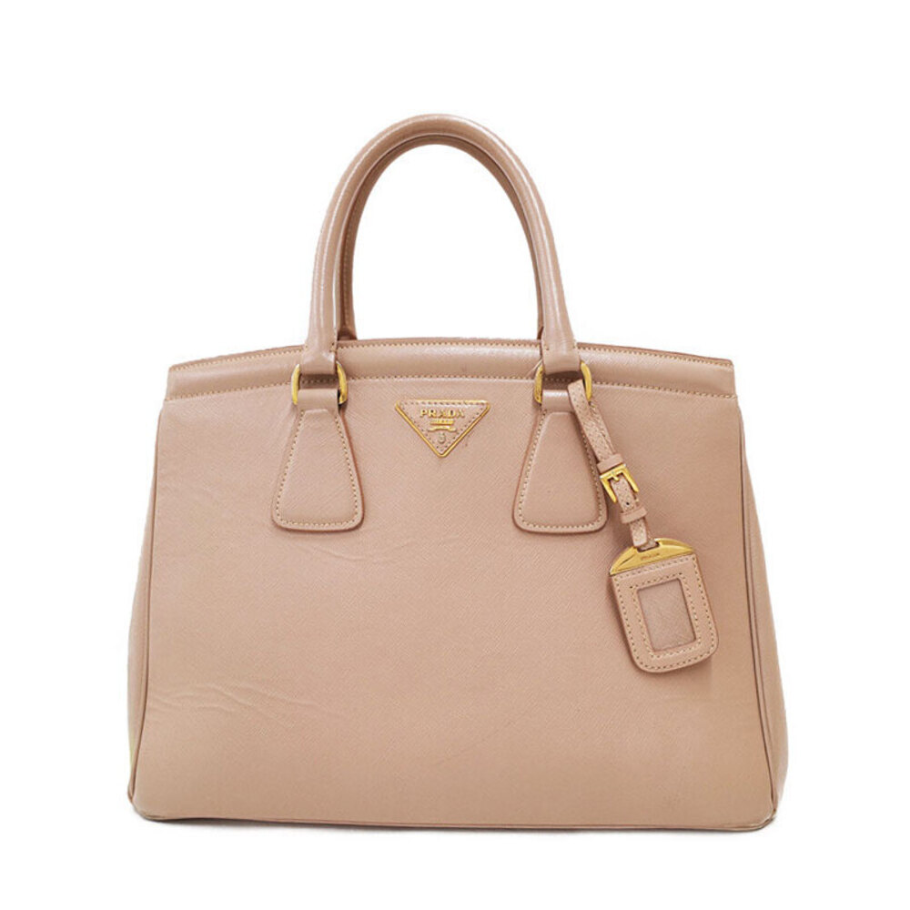 Prada Beige Saffiano Lux Leather Parabole Tote Pink